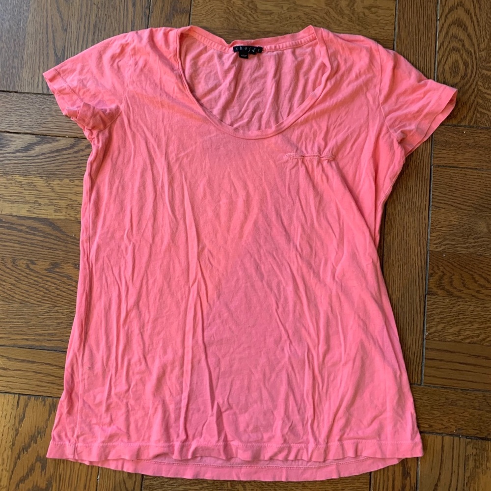 Theory neon pink tee shirt